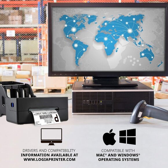 Logia Thermal 300 DPI Label Printer Barcode Shipping Labels Lk. NEW - Picture 3 of 7